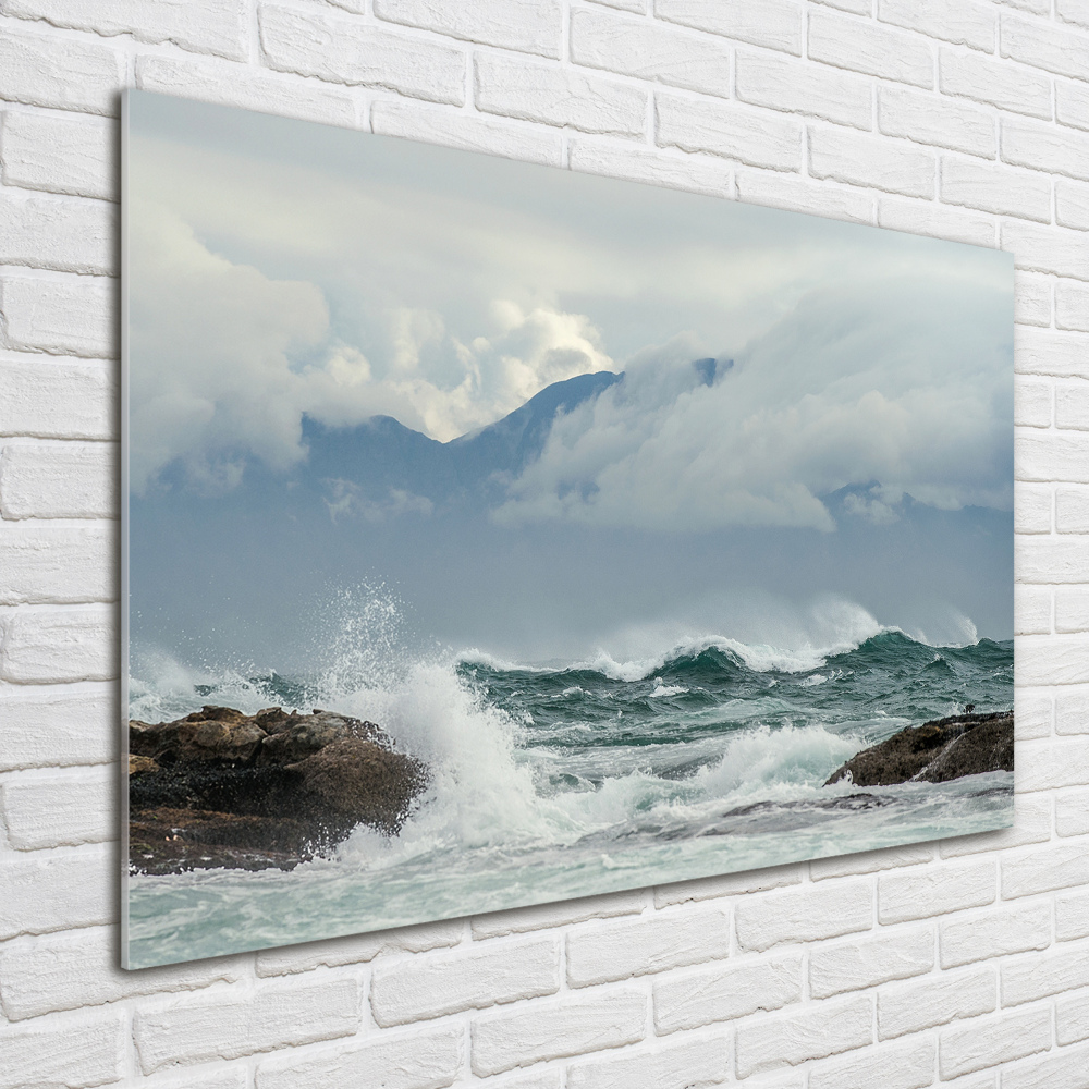 Glass picture print Rough sea