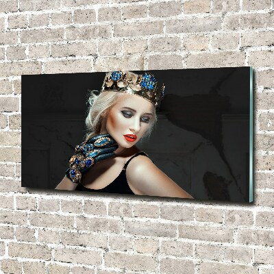 Glass picture wall art A woman in a crown