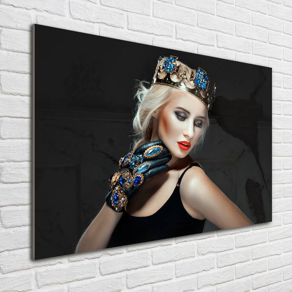 Glass picture wall art A woman in a crown