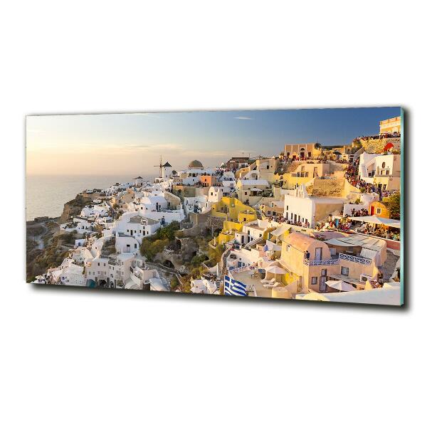 Glass wall art Santorini greece