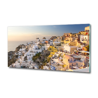 Glass wall art Santorini greece