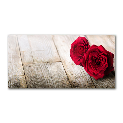 Glass art print Roses on wood