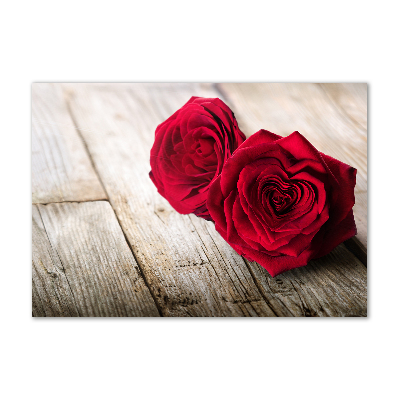 Glass art print Roses on wood