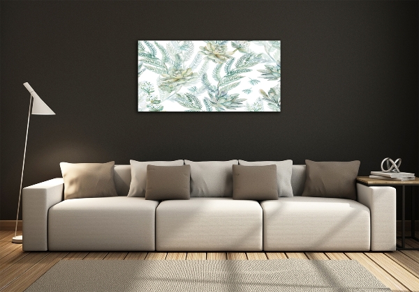 Wall art on glass Flowers and leaves