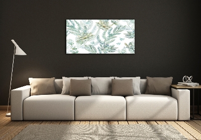 Wall art on glass Flowers and leaves