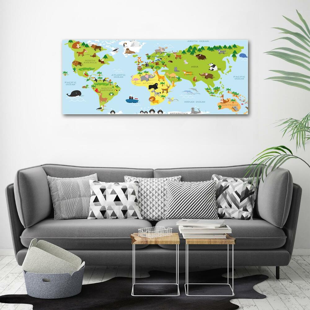 Glass art print Map of animals