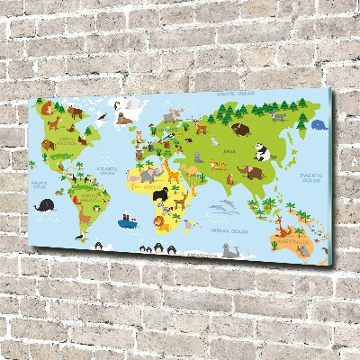 Glass art print Map of animals