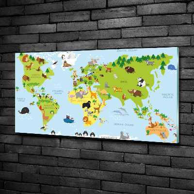 Glass art print Map of animals