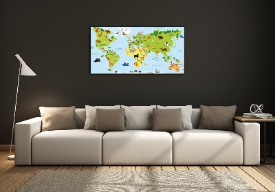 Glass art print Map of animals