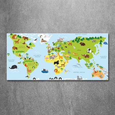 Glass art print Map of animals