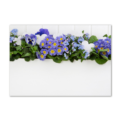 Glass wall art Blue flowers