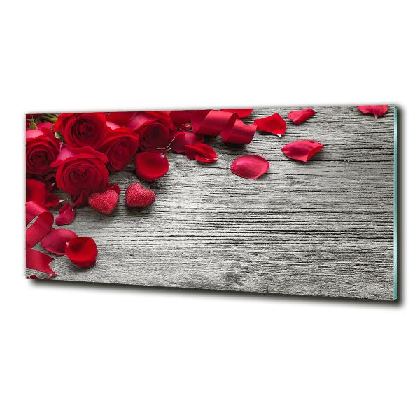 Glass wall art Red roses