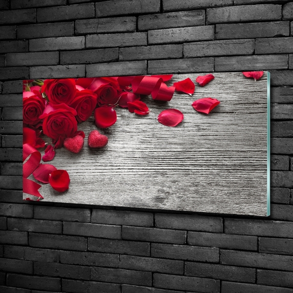 Glass wall art Red roses