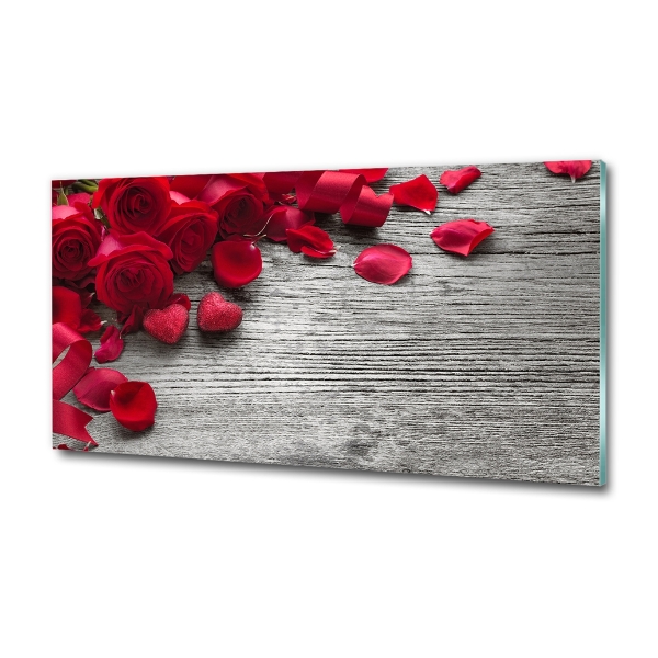 Glass wall art Red roses