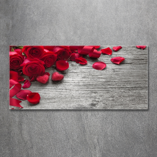 Glass wall art Red roses