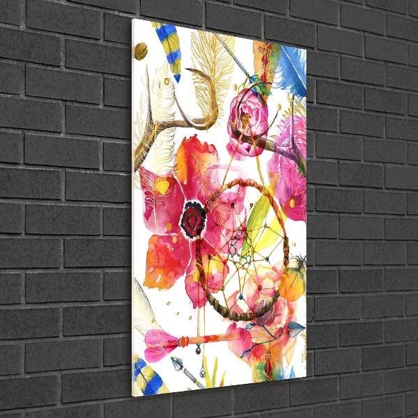 Wall art on glass Flowers style boho