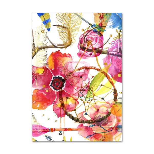 Wall art on glass Flowers style boho