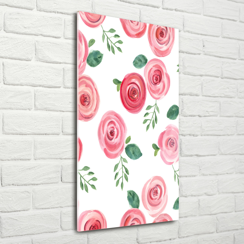 Wall art on glass Pink rose