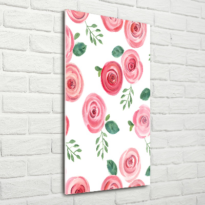 Wall art on glass Pink rose