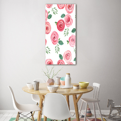 Wall art on glass Pink rose