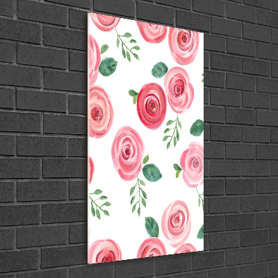 Wall art on glass Pink rose