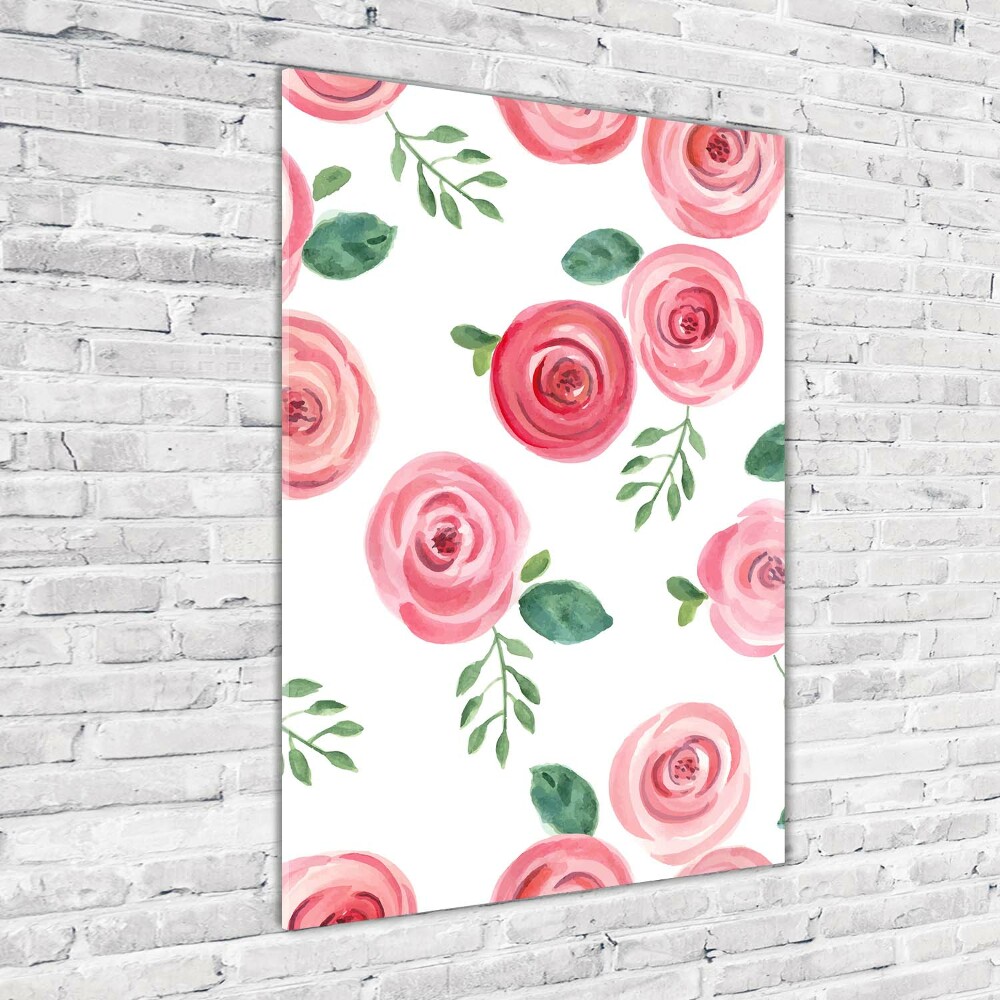 Wall art on glass Pink rose