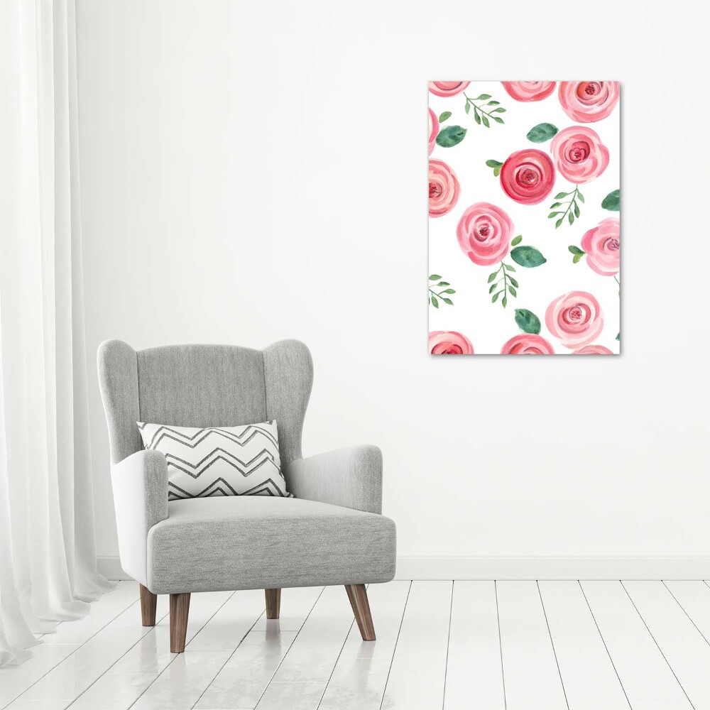 Wall art on glass Pink rose