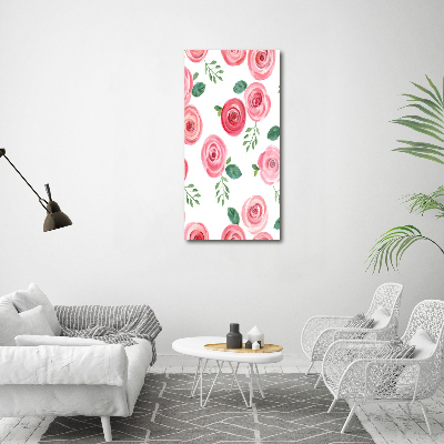 Wall art on glass Pink rose