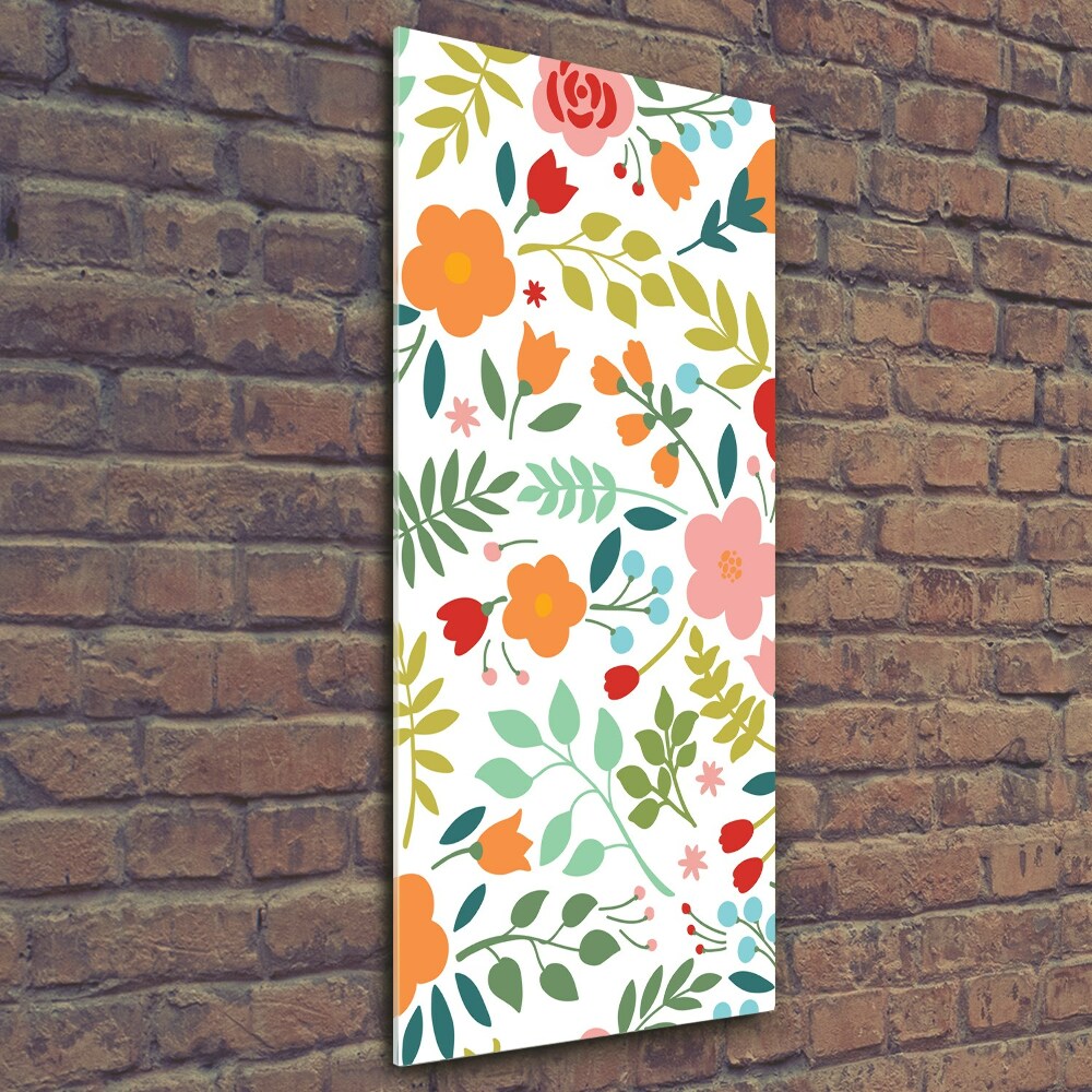 Wall art on glass Colorful flowers