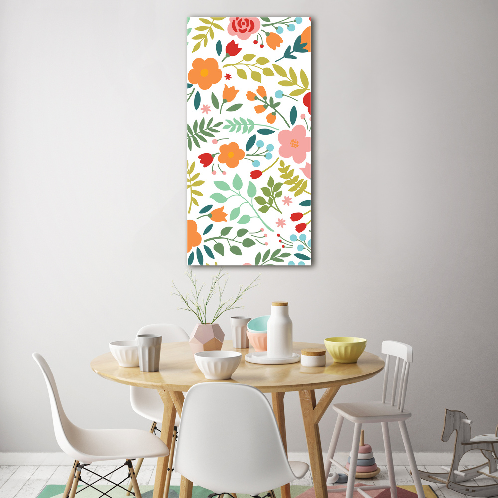 Wall art on glass Colorful flowers