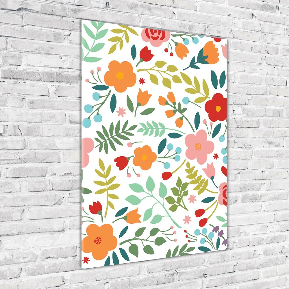 Wall art on glass Colorful flowers