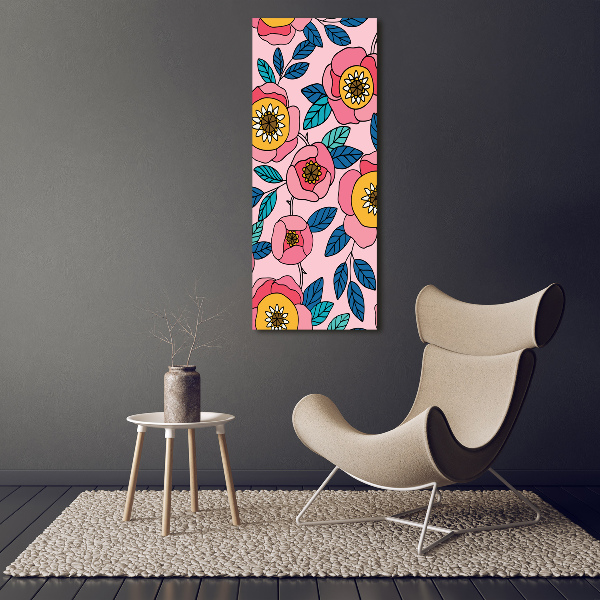 Print on a a glass Colorful flowers