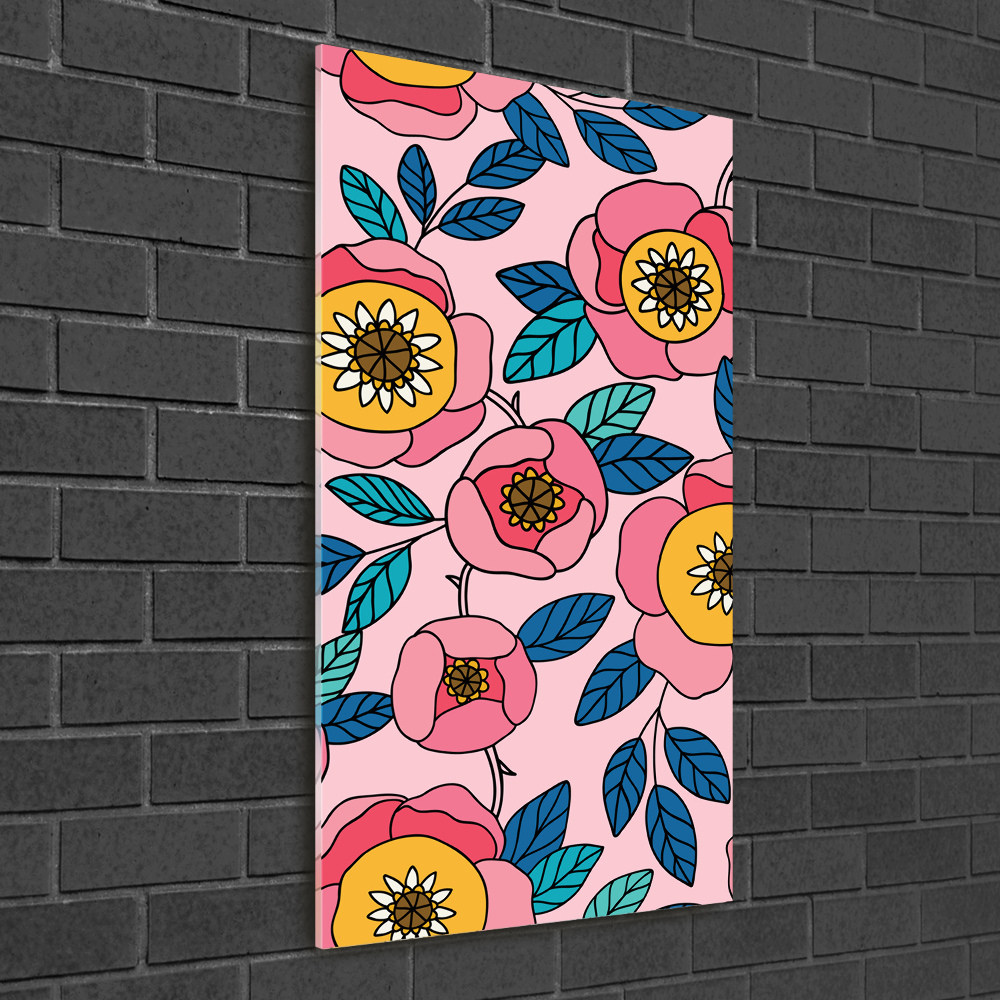 Print on a a glass Colorful flowers