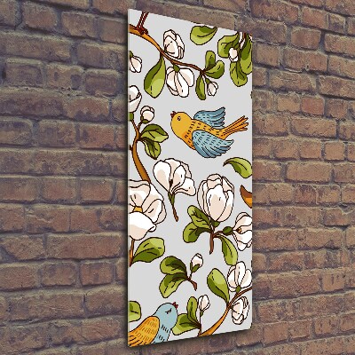 Wall art on glass Birds and flowers