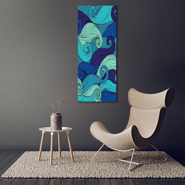 Wall art on glass Abstract waves