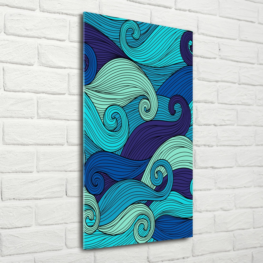 Wall art on glass Abstract waves