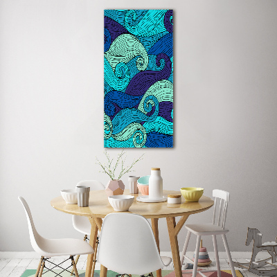 Wall art on glass Abstract waves