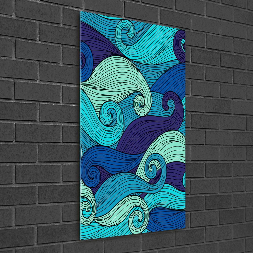 Wall art on glass Abstract waves