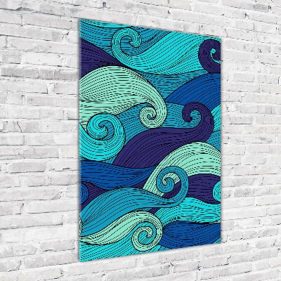 Wall art on glass Abstract waves