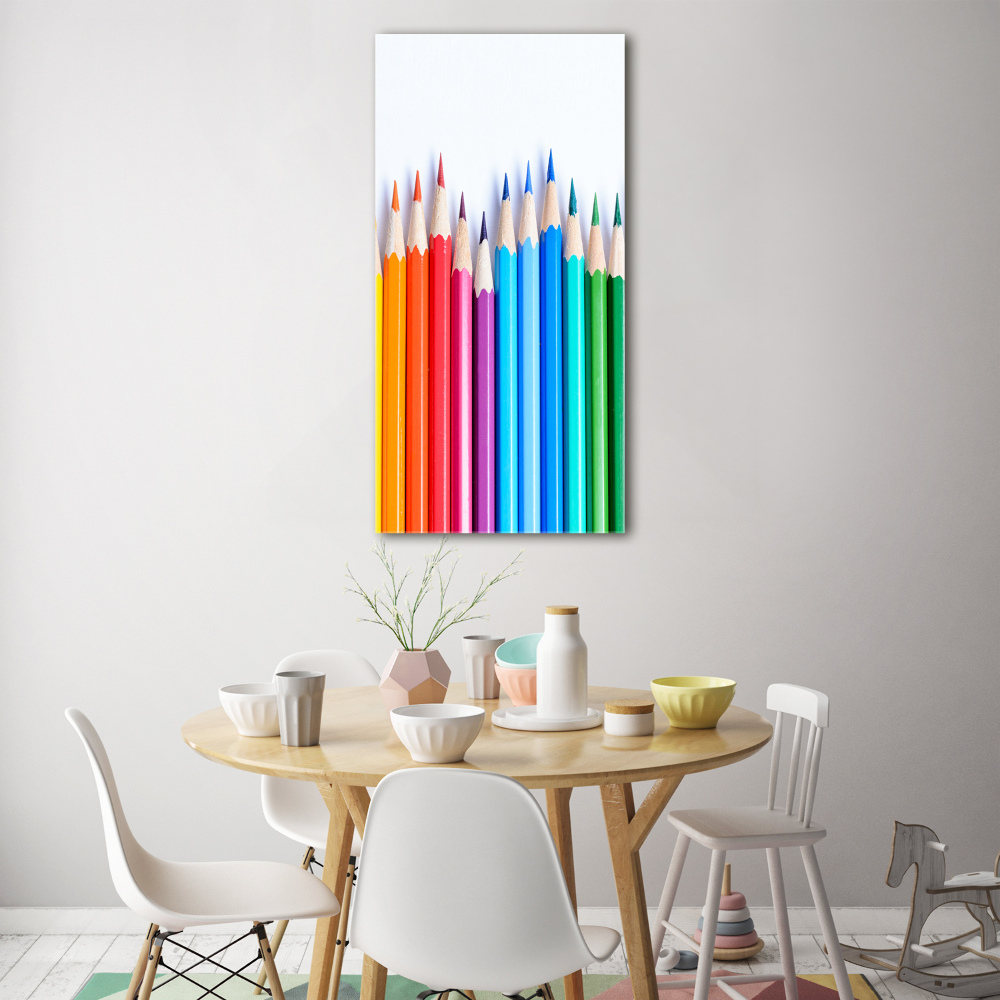 Printed glass wall art Colourful pencils