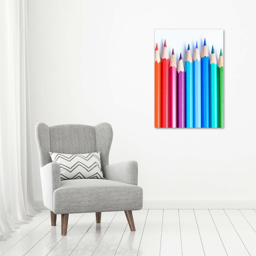 Printed glass wall art Colourful pencils