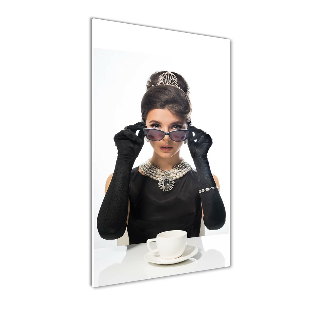 Print on a a glass Woman with glasses