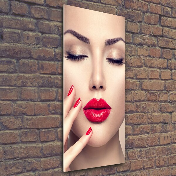 Glass wall art Red lips