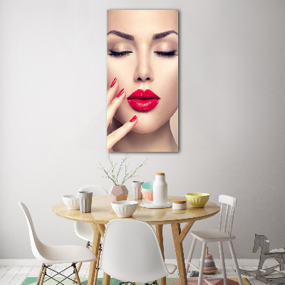 Glass wall art Red lips