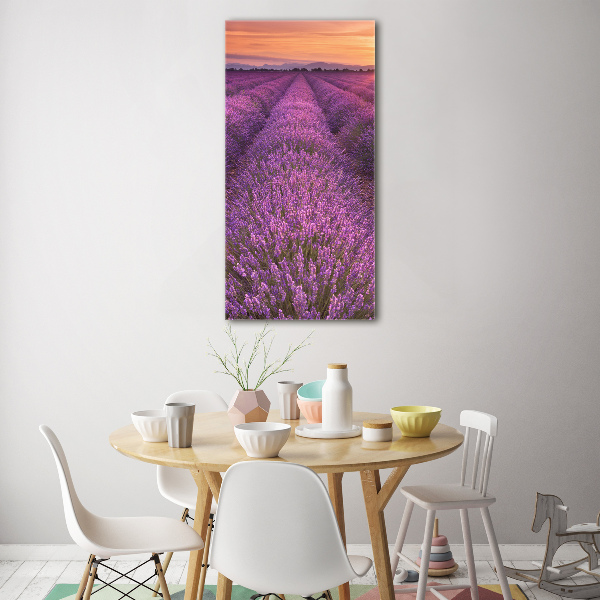 Glass art picture Lavender field