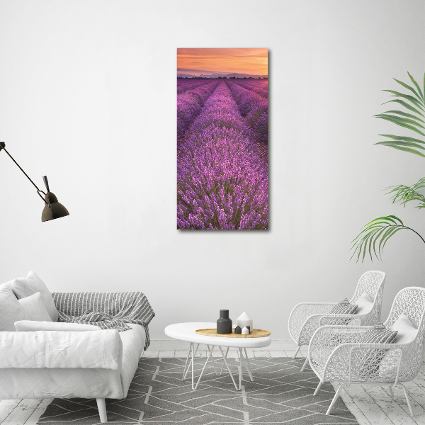 Glass art picture Lavender field