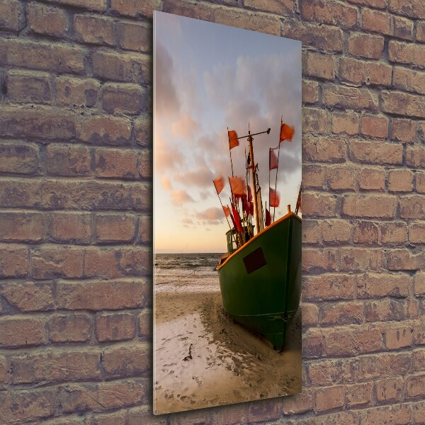 Glass wall art Fishing boat