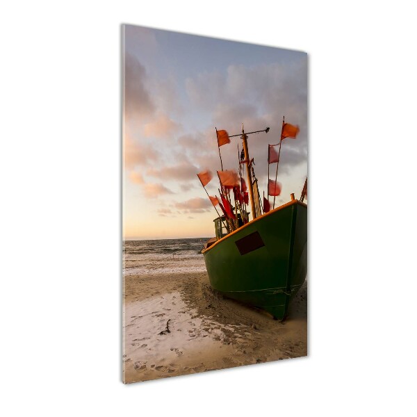 Glass wall art Fishing boat