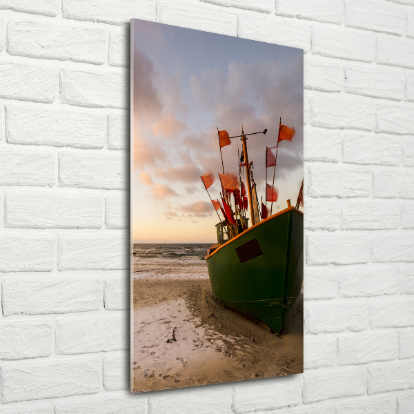 Glass wall art Fishing boat