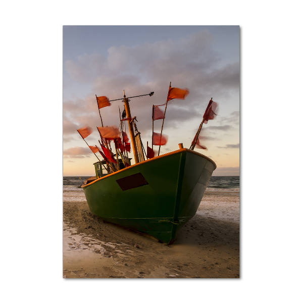 Glass wall art Fishing boat